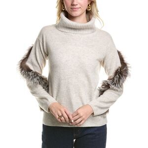 Meir Womens  Cowl Cashmere Sweater, Grey